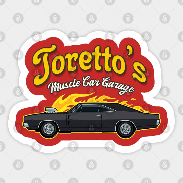 Torettos Muscle Car Garage Sticker by SunsetSurf